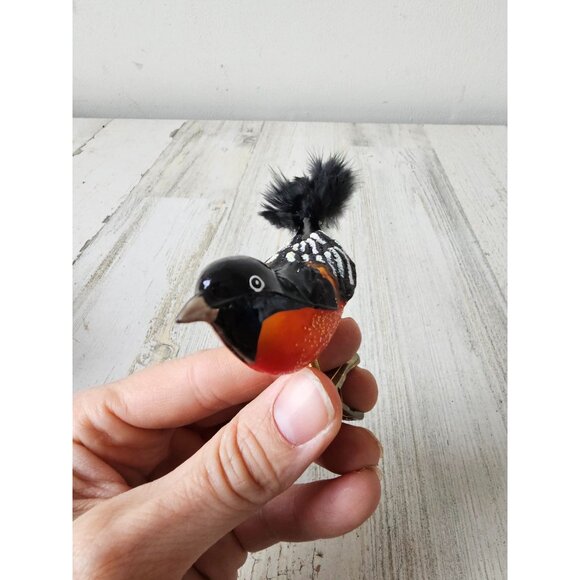 Owc Old world Robin Bird clip glass feather ornament Xmas tree glitter sparkle - Picture 8 of 8